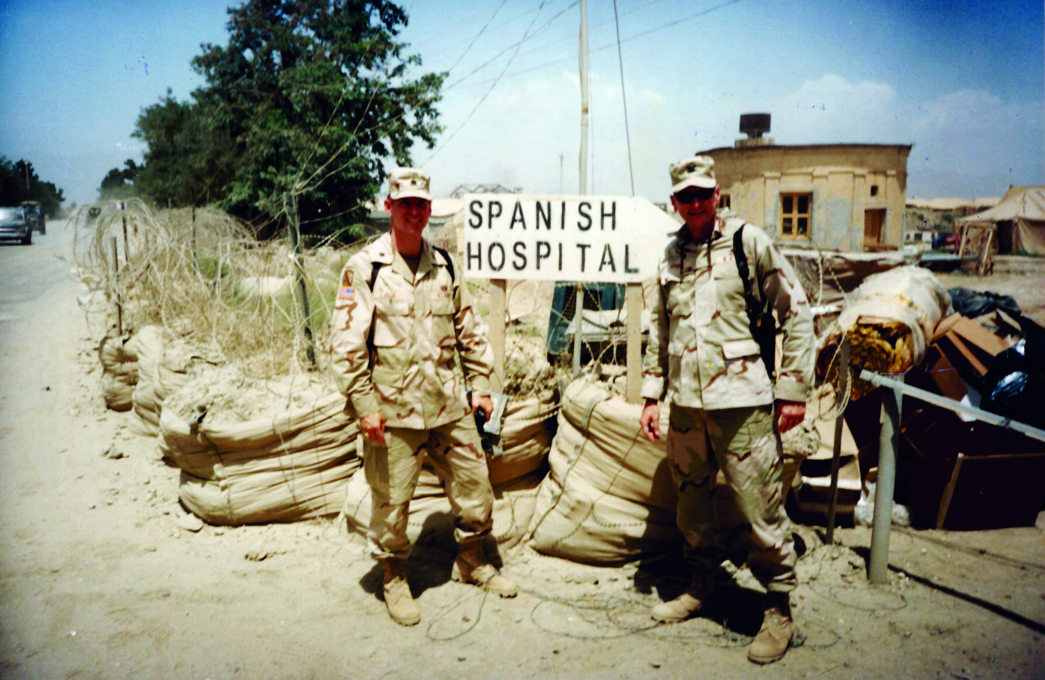 Lieutenant Colonel Charles N. Pede (left) and
        Colonel Dick Gordon (right) at Bagram, Afghanistan,
        in 2002. (Photo courtesy of Dick Gordon)